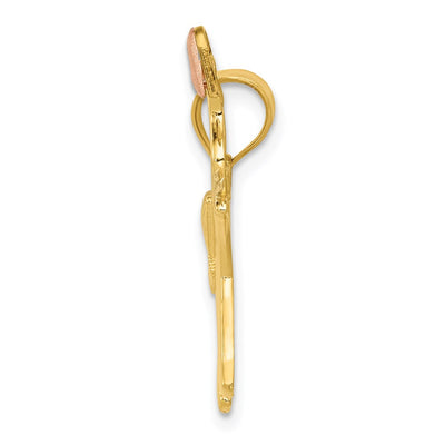 14K Two-tone w/White Rhodium Elephant w/Heart Pendant