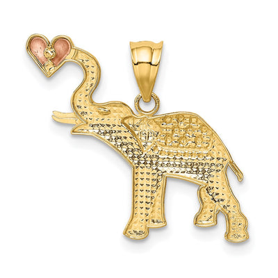 14K Two-tone w/White Rhodium Elephant w/Heart Pendant