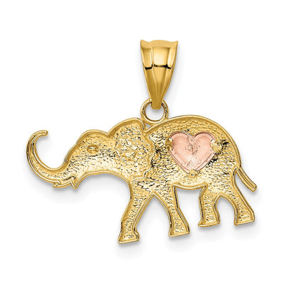 14K Yellow and Rose Gold Elephant w/Heart Charm