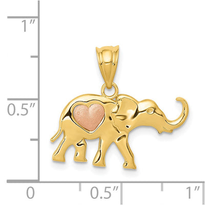 14K Yellow and Rose Gold Elephant w/Heart Charm