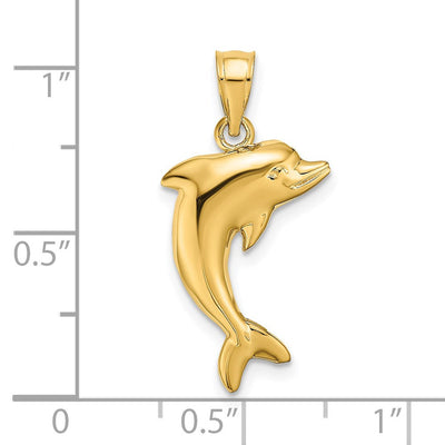 14K Polished Dolphin Charm, 20 x 13mm