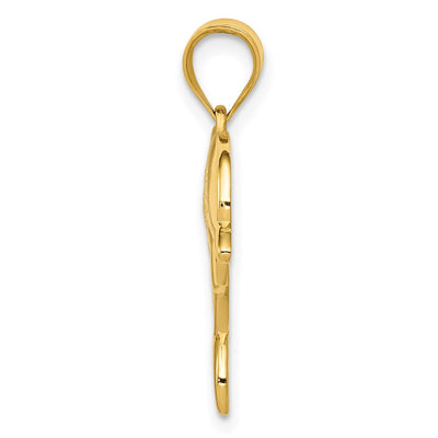 14K Filigree Dolphin Pendant