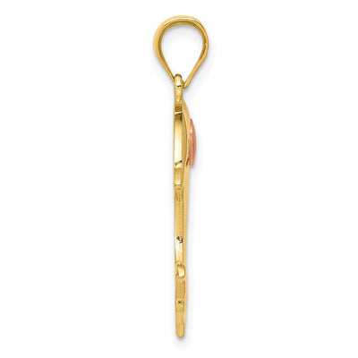 14K Two Tone Dolphin w/Heart Pendant