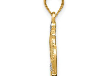 14k and Rhodium Crown Pendant