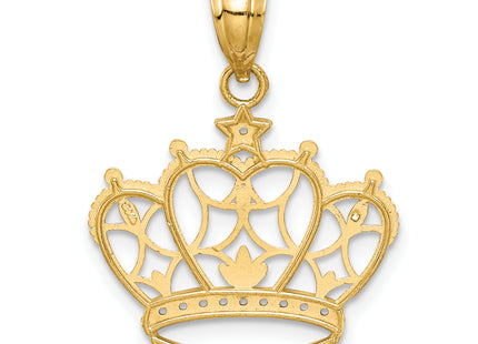 14k and Rhodium Crown Pendant