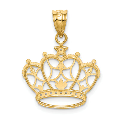 14K and Rhodium Crown Pendant