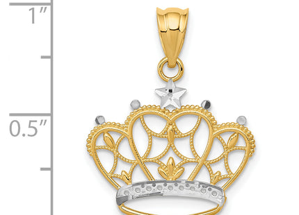 14k and Rhodium Crown Pendant