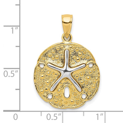 14K Two Tone Sand Dollar w/ Starfish Pendant