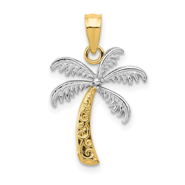 14k Yellow & Rhodium Pendants Style K4915 - Classique Jewelry Inc.