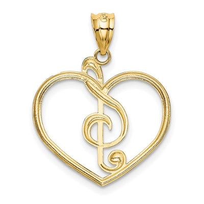 14K Treble Clef in Heart Charm