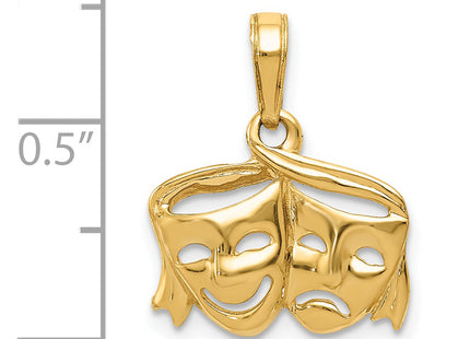 14k Polished Open-Backed Comedy/Tragedy Pendant