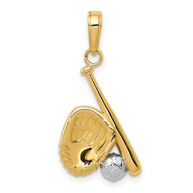14k Yellow & Rhodium Pendants Style K4947 - Classique Jewelry Inc.