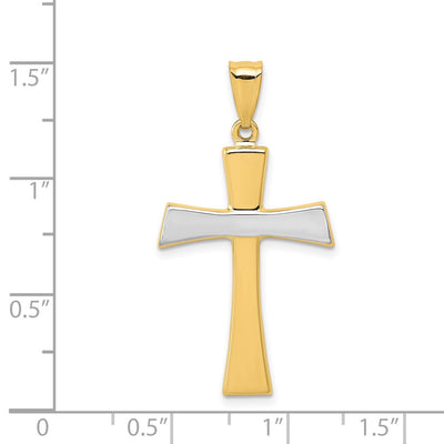 14K White Gold/Rhodium Polished Cross Pendant