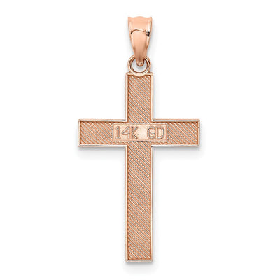 14K Rose Gold Cross Pendant, 22 x 14mm