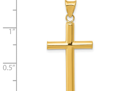 14k Polished Hollow Cross Pendant, 26 x 17mm