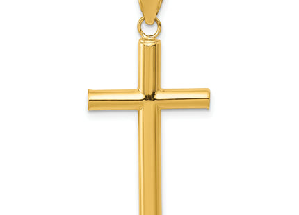 14k Polished Hollow Cross Pendant, 26 x 17mm