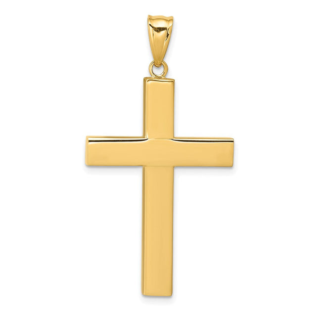 14k Hollow Cross Pendant, 42 x 22mm