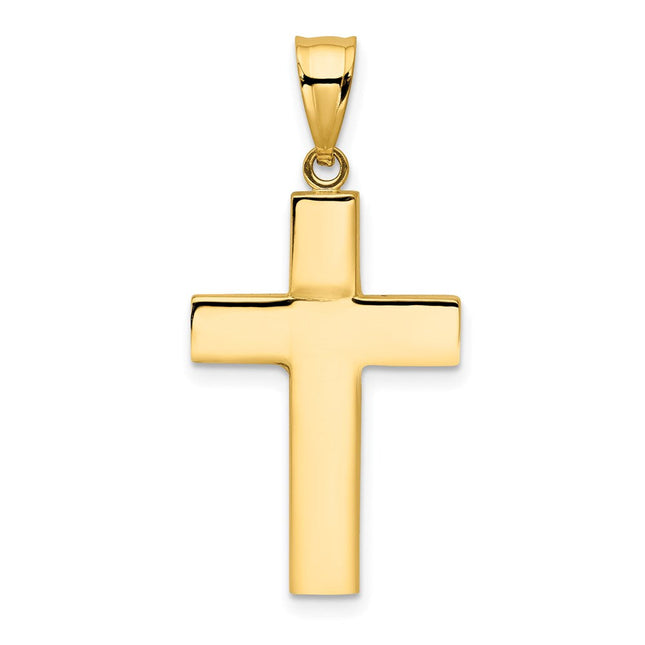 14k Hollow Cross Pendant, 32.25 x 15.7mm