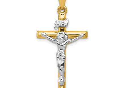 14k Two-tone INRI Crucifix Pendant (Style K501)