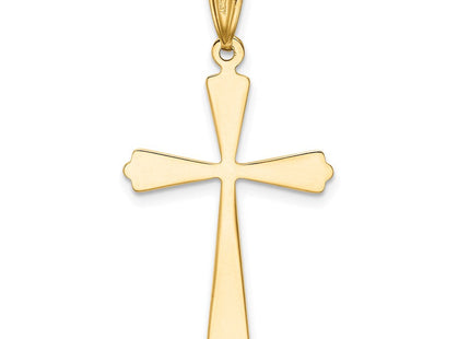 14K w/Rhodium Diamond-Cut Cross Pendant (Style K5034)