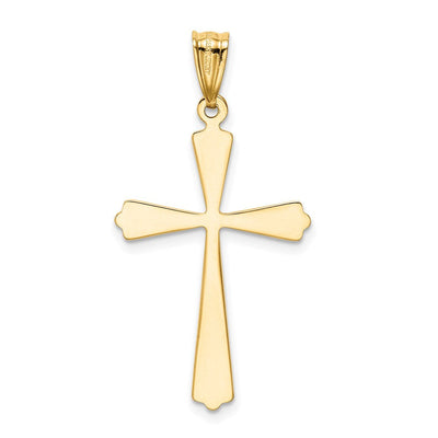 14K w/Rhodium Diamond-Cut Cross Pendant, 30 x 19mm