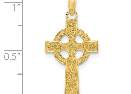 14K Beaded Ring Celtic Cross Pendant, view 4