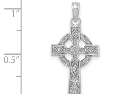 14k White Gold Celtic Cross Pendant, 27 x 13mm