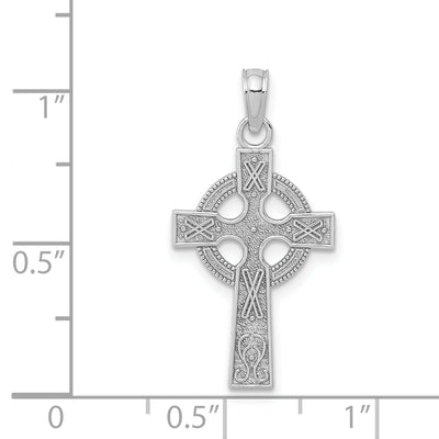 14K White Gold Celtic Cross Pendant, 27 x 13mm