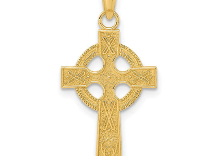 14K Beaded Ring Celtic Cross Pendant