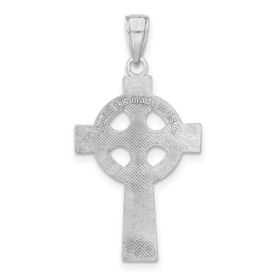 14K White Gold Celtic Cross Pendant, 32.6 x 17mm