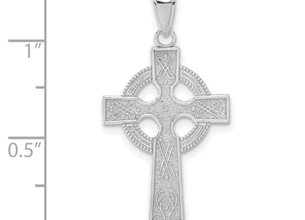 14k White Gold Celtic Cross Pendant, 32.6 x 17mm