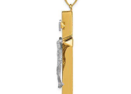 14k Two-tone INRI Hollow Crucifix Pendant (Style K505)