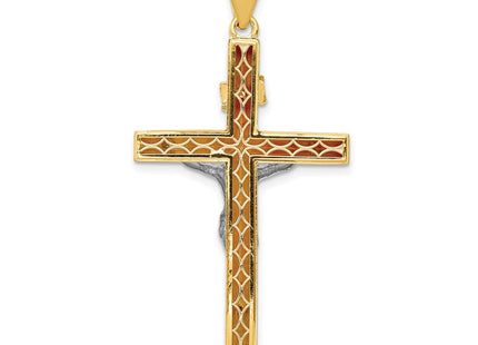 14k Two-tone INRI Hollow Crucifix Pendant (Style K505)