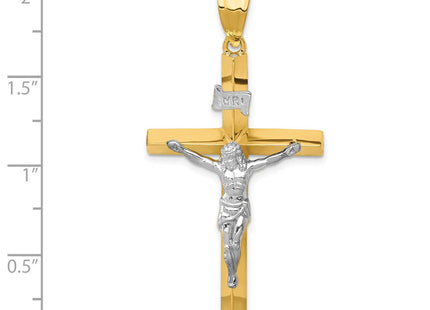 14k Two-tone INRI Hollow Crucifix Pendant (Style K505)