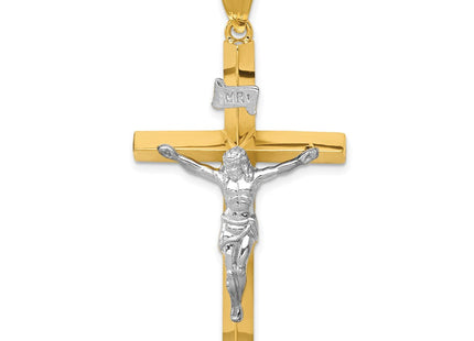 14k Two-tone INRI Hollow Crucifix Pendant (Style K505)