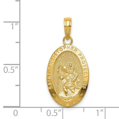 14K Saint Christopher Medal Pendant, 27.3 x 12.75mm