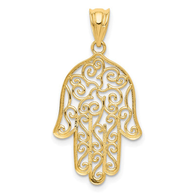14K Filigree Hamsa Pendant