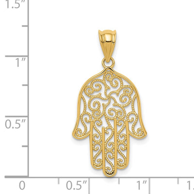 14K Filigree Hamsa Pendant