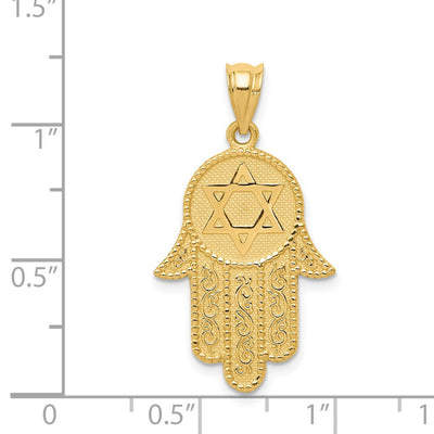 14K Hamsa w/Star of David Charm
