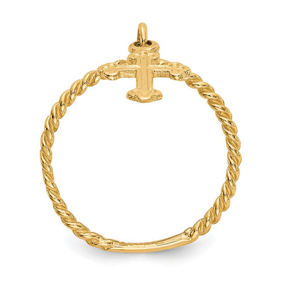 14K Cross Dangle Twisted Band Child's Ring