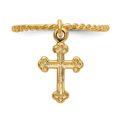 14K Cross Dangle Twisted Band Child's Ring