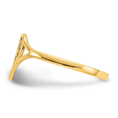 14K Polished Heart w/ Cross Ring