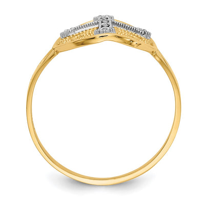 14K Yellow & White Gold Diamond Filigree Cross Ring
