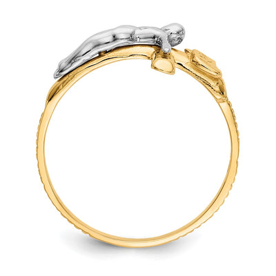 14K Two-tone Polished INRI Crucifix Ring