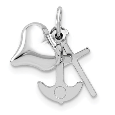 14K white gold anchor pendant