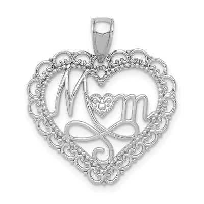 14K white gold heart pendant