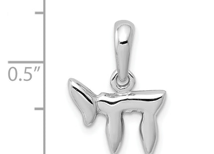 14K White Gold Chai Life Pendant, 18 x 13mm