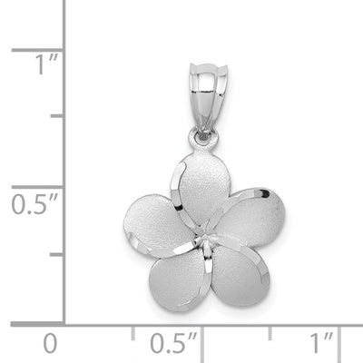 14K Yellow Gold Dipped in White Rhodium Satin D/C Plumeria Charm
