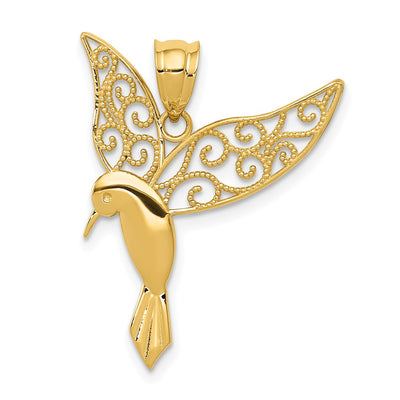 14K gold hummingbird pendant