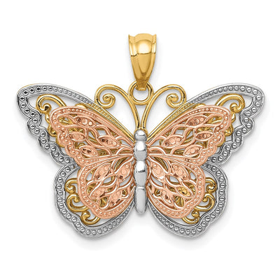 14K gold butterfly pendant
